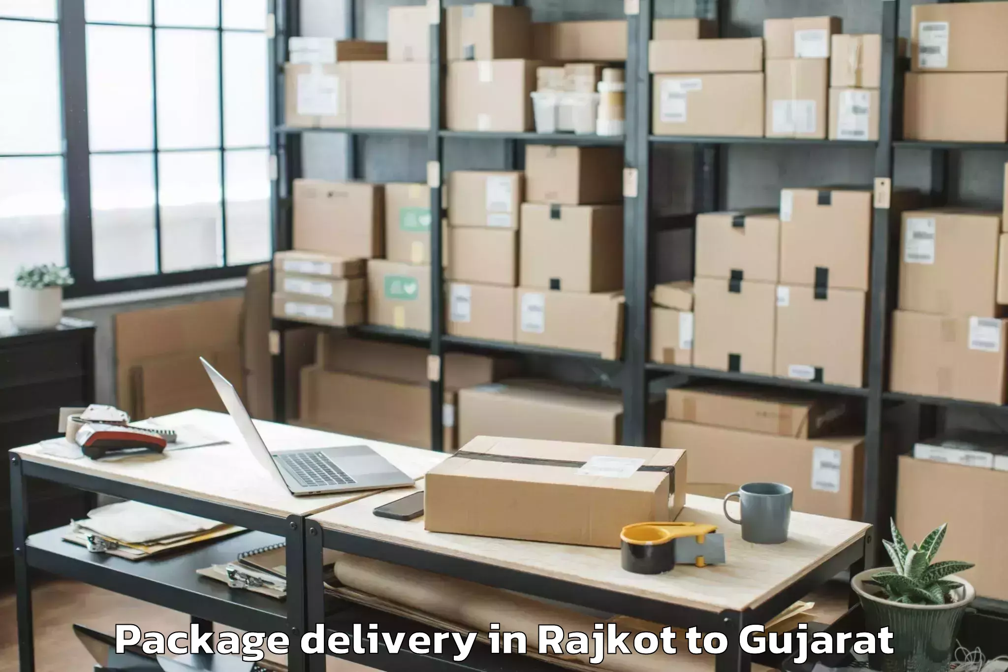 Easy Rajkot to Sankheda Package Delivery Booking